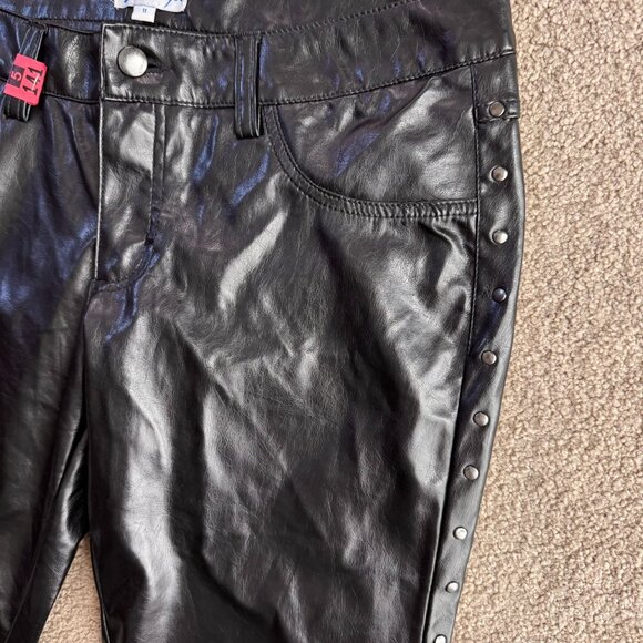 Vtg‎ Blue bi You Faux Leather Studded Pants Womens 11 90s Y2K Moto Rave Goth - Picture 3 of 8